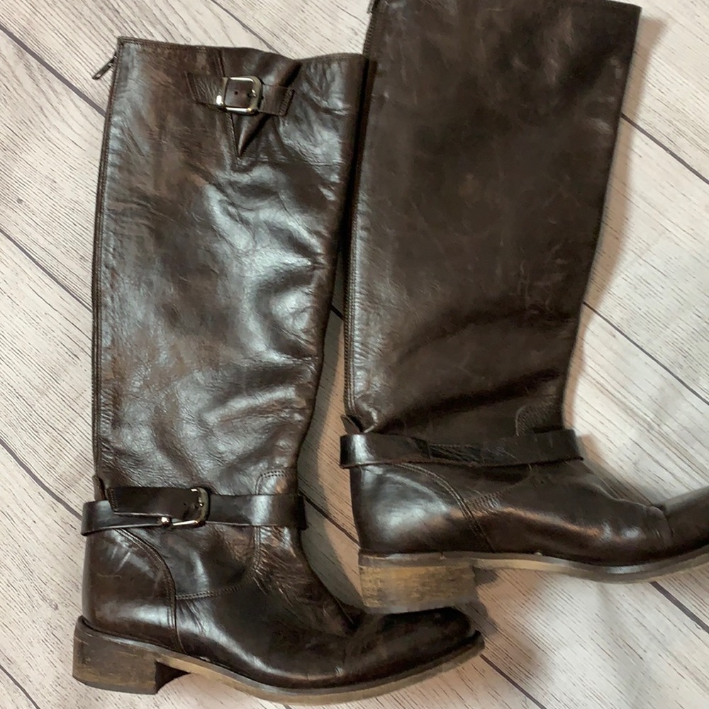 Lavorazione Artigiana Brown leather distressed boots 9